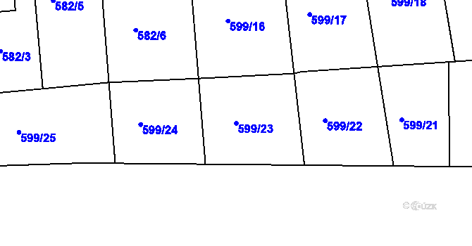 Parcela st. 599/23 v KÚ Sobotka, Katastrální mapa