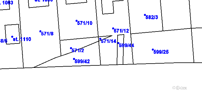 Parcela st. 599/26 v KÚ Sobotka, Katastrální mapa