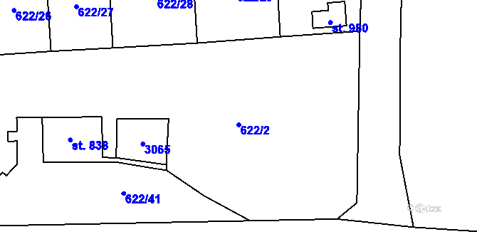 Parcela st. 622/2 v KÚ Sobotka, Katastrální mapa
