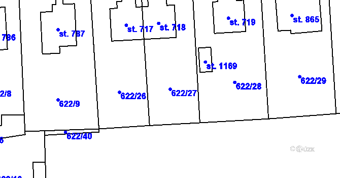 Parcela st. 622/27 v KÚ Sobotka, Katastrální mapa