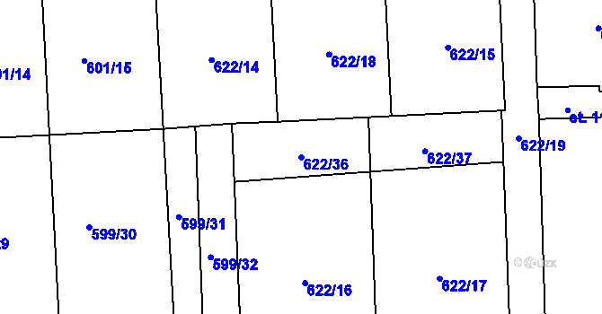 Parcela st. 622/36 v KÚ Sobotka, Katastrální mapa
