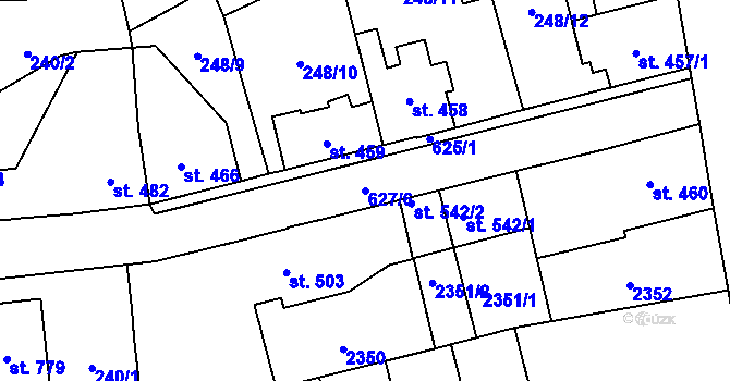 Parcela st. 627/6 v KÚ Sobotka, Katastrální mapa