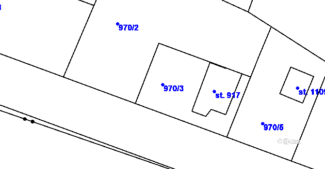Parcela st. 970/3 v KÚ Sobotka, Katastrální mapa