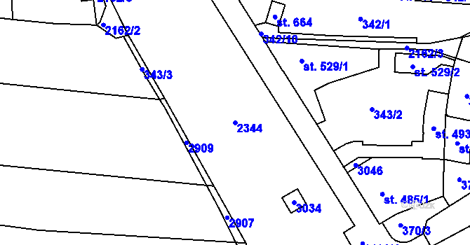 Parcela st. 2344 v KÚ Sobotka, Katastrální mapa