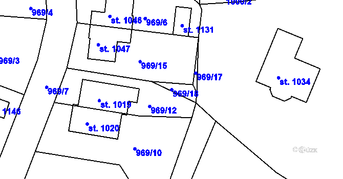 Parcela st. 969/18 v KÚ Sobotka, Katastrální mapa