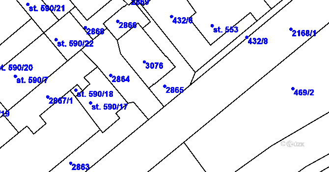 Parcela st. 2865 v KÚ Sobotka, Katastrální mapa