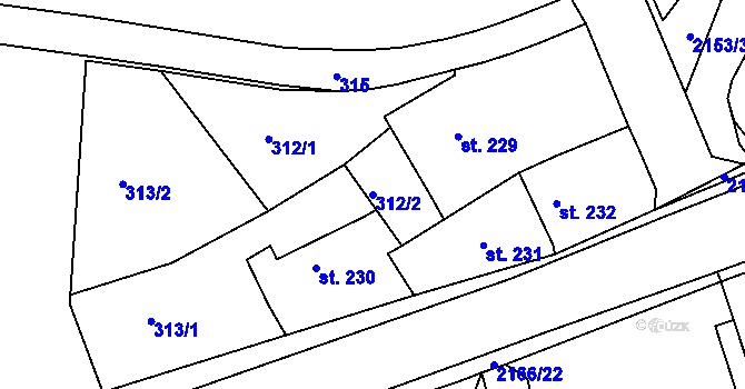 Parcela st. 312/2 v KÚ Sobotka, Katastrální mapa