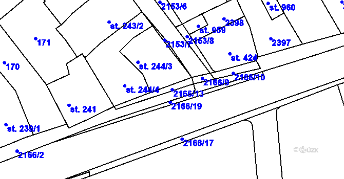 Parcela st. 2166/13 v KÚ Sobotka, Katastrální mapa