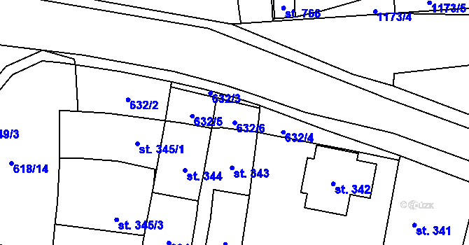 Parcela st. 632/6 v KÚ Sobotka, Katastrální mapa