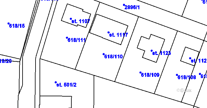 Parcela st. 618/110 v KÚ Sobotka, Katastrální mapa