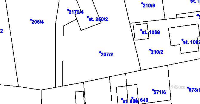 Parcela st. 207/2 v KÚ Sobotka, Katastrální mapa