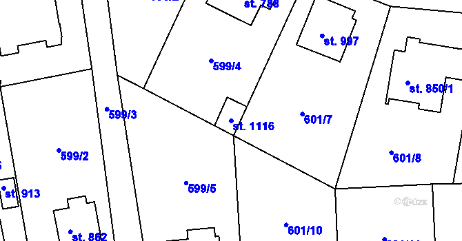 Parcela st. 1116 v KÚ Sobotka, Katastrální mapa