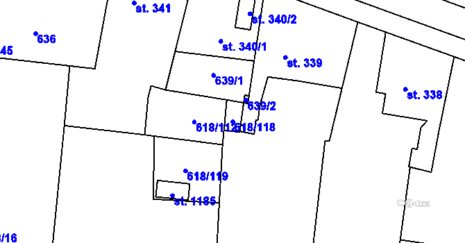 Parcela st. 618/118 v KÚ Sobotka, Katastrální mapa
