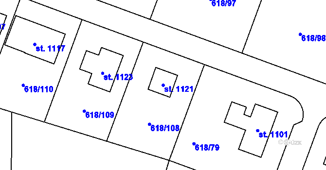 Parcela st. 1121 v KÚ Sobotka, Katastrální mapa