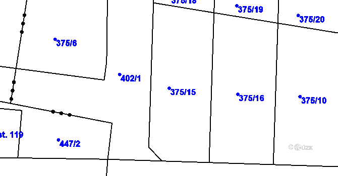 Parcela st. 375/15 v KÚ Sobotka, Katastrální mapa