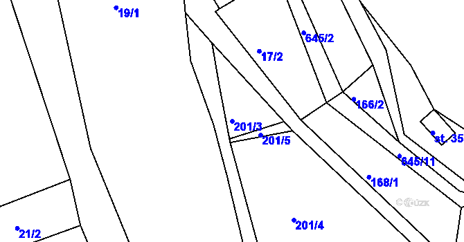 Parcela st. 201/3 v KÚ Spyšova, Katastrální mapa