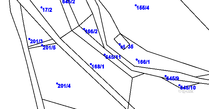 Parcela st. 645/11 v KÚ Spyšova, Katastrální mapa