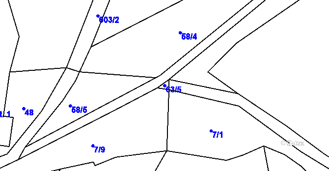 Parcela st. 63/5 v KÚ Spyšova, Katastrální mapa