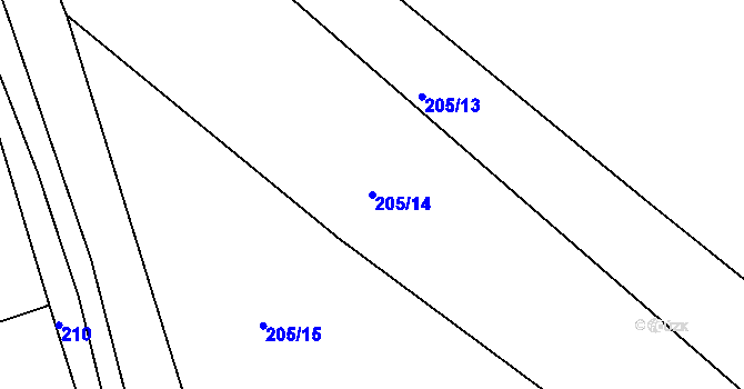 Parcela st. 205/14 v KÚ Spyšova, Katastrální mapa