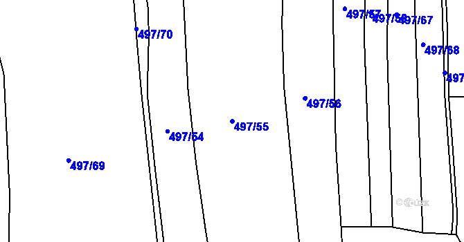 Parcela st. 497/55 v KÚ Spyšova, Katastrální mapa