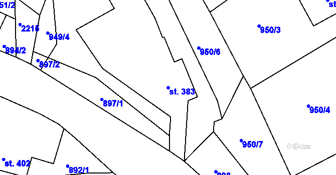 Parcela st. 383 v KÚ Staňkova Lhota, Katastrální mapa