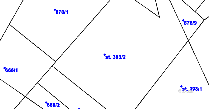 Parcela st. 393/2 v KÚ Staňkova Lhota, Katastrální mapa