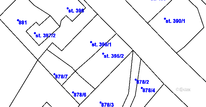 Parcela st. 395/2 v KÚ Staňkova Lhota, Katastrální mapa