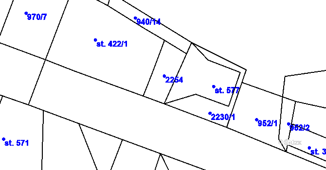 Parcela st. 422/2 v KÚ Staňkova Lhota, Katastrální mapa