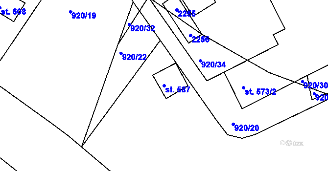 Parcela st. 587 v KÚ Staňkova Lhota, Katastrální mapa