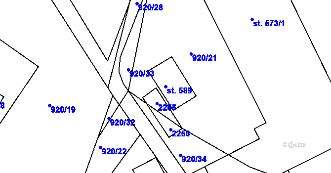 Parcela st. 589 v KÚ Staňkova Lhota, Katastrální mapa