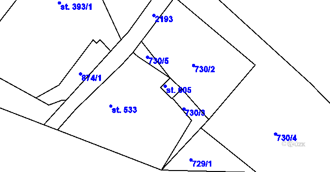 Parcela st. 605 v KÚ Staňkova Lhota, Katastrální mapa