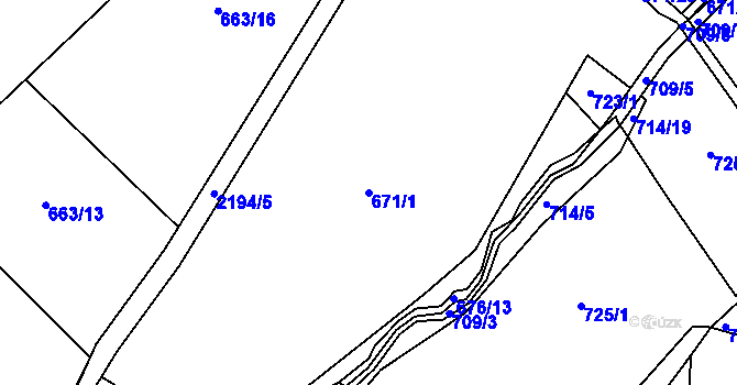 Parcela st. 671/1 v KÚ Staňkova Lhota, Katastrální mapa