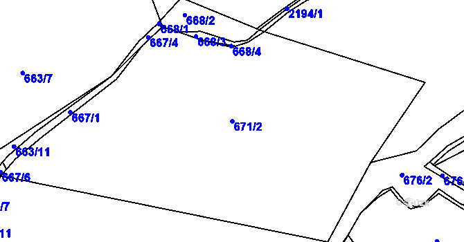 Parcela st. 671/2 v KÚ Staňkova Lhota, Katastrální mapa