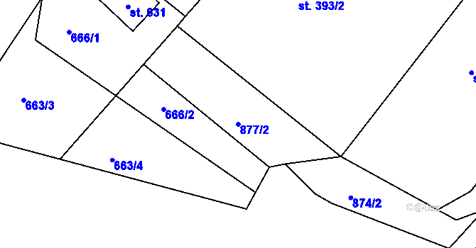 Parcela st. 877/2 v KÚ Staňkova Lhota, Katastrální mapa