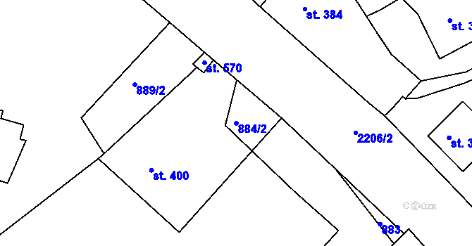 Parcela st. 884/2 v KÚ Staňkova Lhota, Katastrální mapa