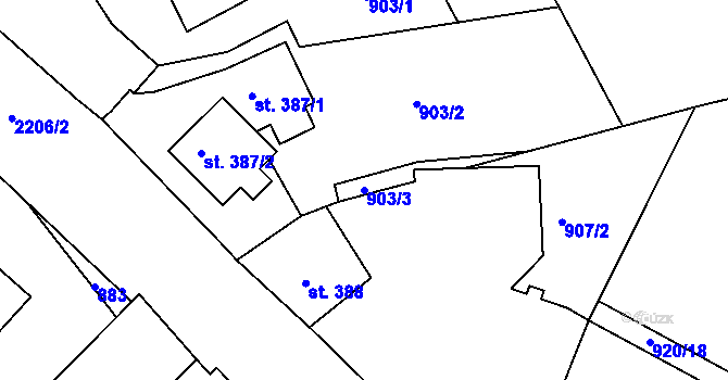Parcela st. 903/3 v KÚ Staňkova Lhota, Katastrální mapa