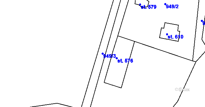 Parcela st. 949/3 v KÚ Staňkova Lhota, Katastrální mapa
