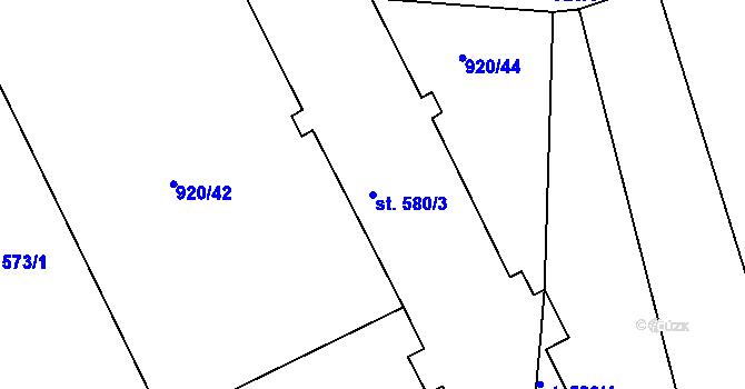 Parcela st. 580/3 v KÚ Staňkova Lhota, Katastrální mapa