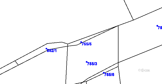 Parcela st. 755/5 v KÚ Staňkova Lhota, Katastrální mapa