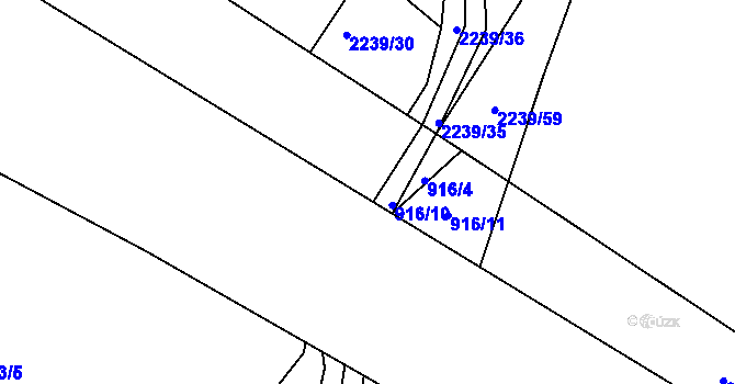 Parcela st. 916/9 v KÚ Staňkova Lhota, Katastrální mapa