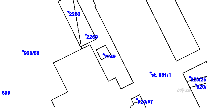 Parcela st. 2249 v KÚ Staňkova Lhota, Katastrální mapa