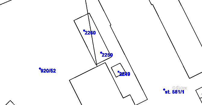 Parcela st. 2259 v KÚ Staňkova Lhota, Katastrální mapa