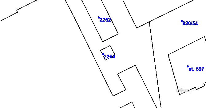 Parcela st. 2264 v KÚ Staňkova Lhota, Katastrální mapa