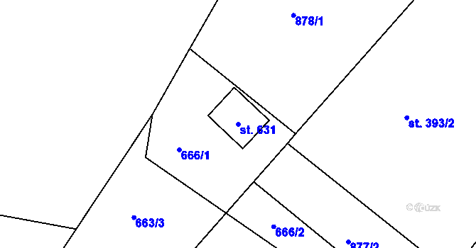 Parcela st. 631 v KÚ Staňkova Lhota, Katastrální mapa