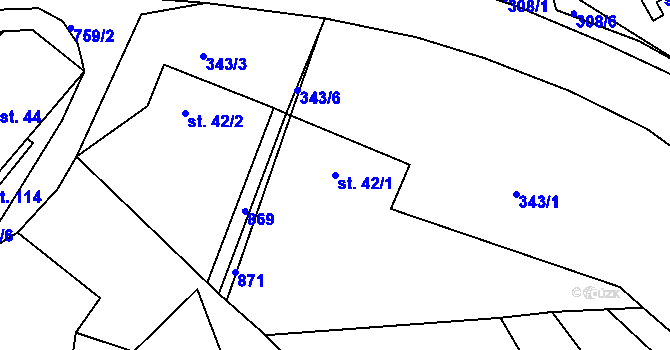 Parcela st. 42/1 v KÚ Stéblovice, Katastrální mapa