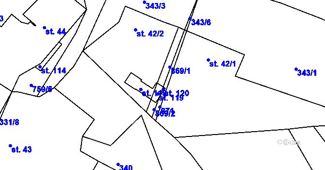 Parcela st. 42/3 v KÚ Stéblovice, Katastrální mapa