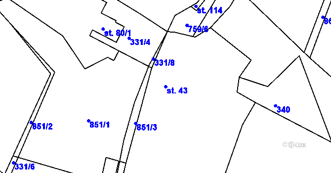 Parcela st. 43 v KÚ Stéblovice, Katastrální mapa