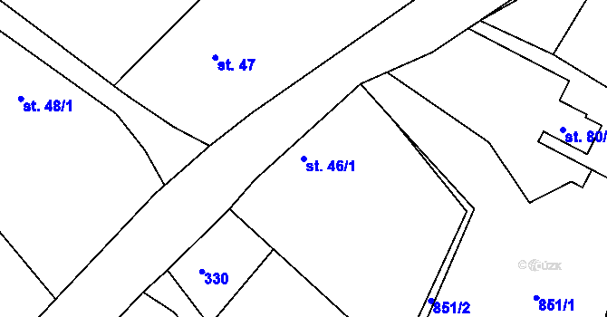 Parcela st. 46/1 v KÚ Stéblovice, Katastrální mapa