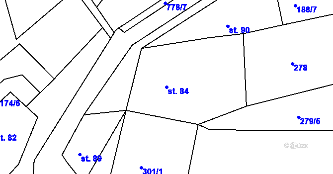 Parcela st. 84 v KÚ Stéblovice, Katastrální mapa