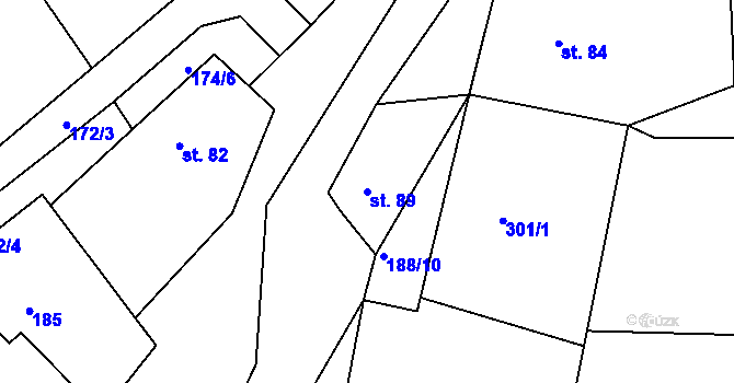 Parcela st. 89 v KÚ Stéblovice, Katastrální mapa